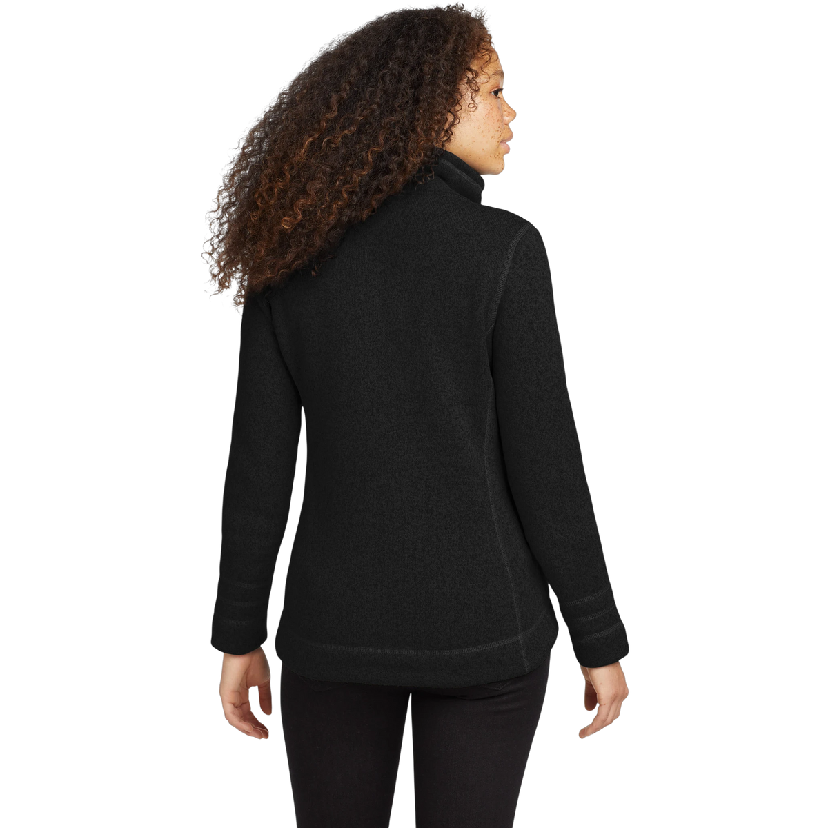 The North Face Women's Sweater Fleece Jacket in TNF Black Heather — custom branded by Motive