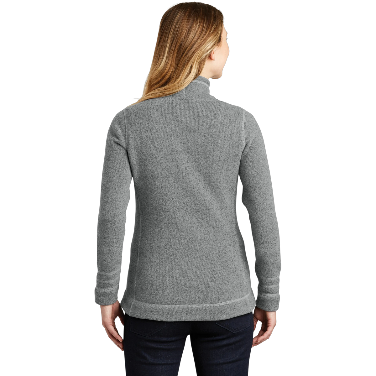 The North Face Women's Sweater Fleece Jacket in TNF Medium Grey Heather — custom branded by Motive