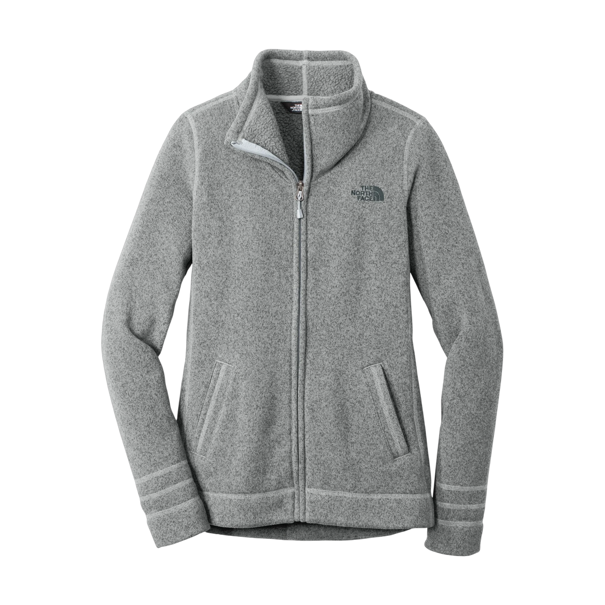 The North Face Women's Sweater Fleece Jacket in TNF Medium Grey Heather — custom branded by Motive