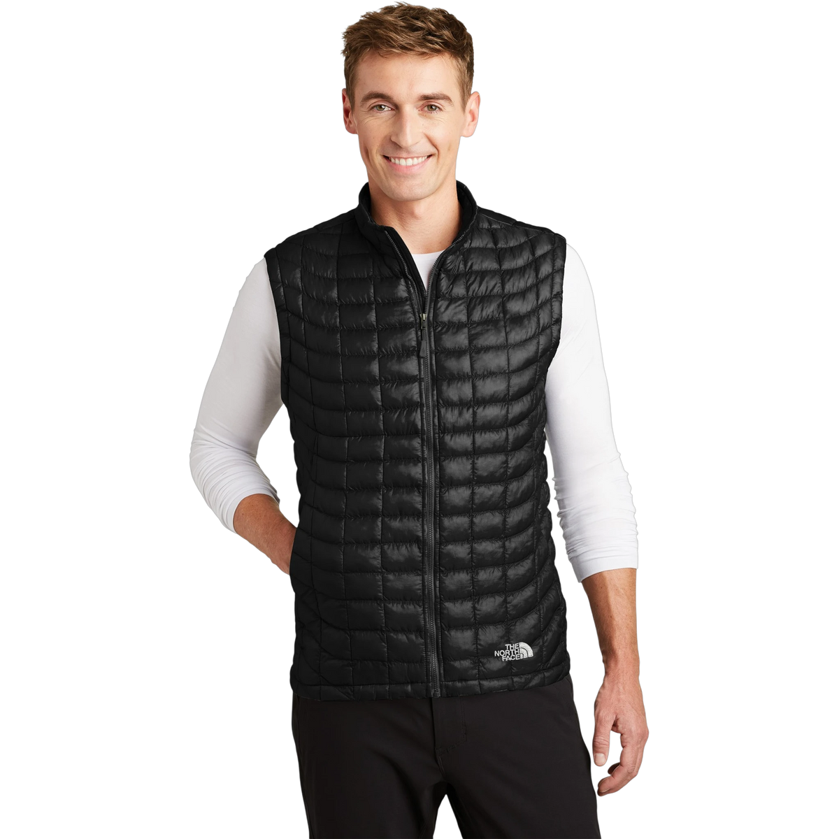 The North Face ThermoBall Trekker Vest in TNF Black — custom branded by Motive