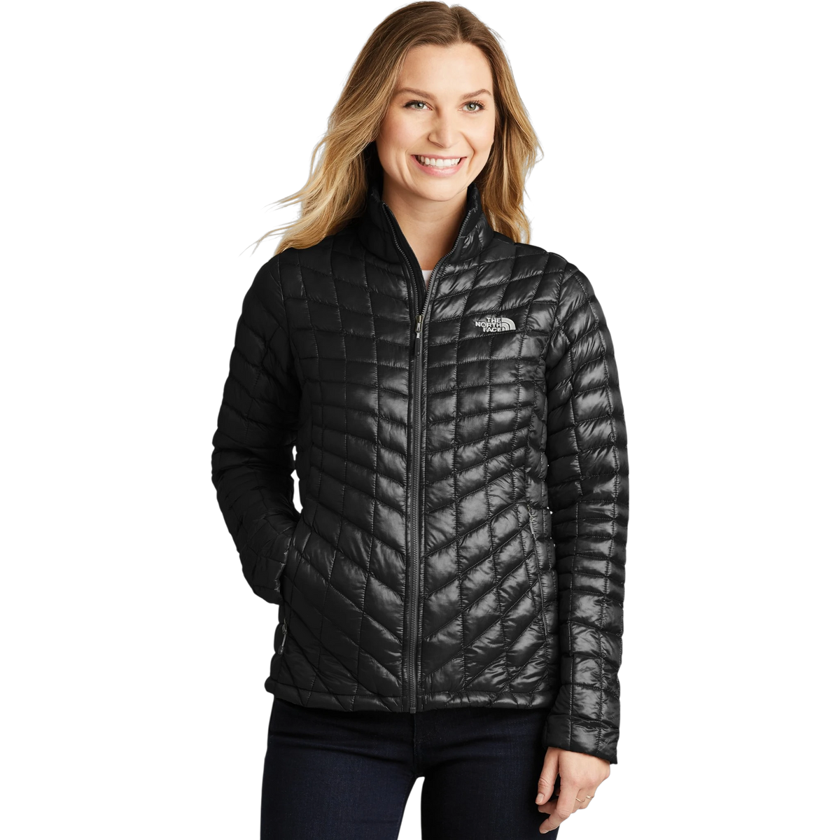 The North Face Women's ThermoBall Trekker Jacket in TNF Black — custom branded by Motive