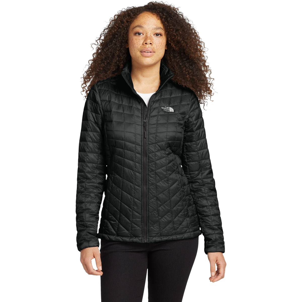 The North Face Women's ThermoBall Trekker Jacket in TNF Matte Black — custom branded by Motive
