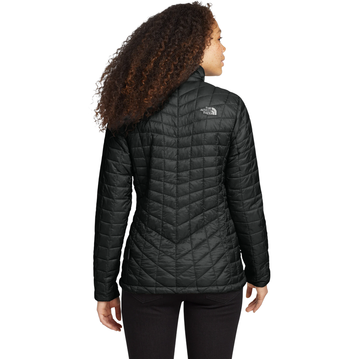 The North Face Women's ThermoBall Trekker Jacket in TNF Matte Black — custom branded by Motive