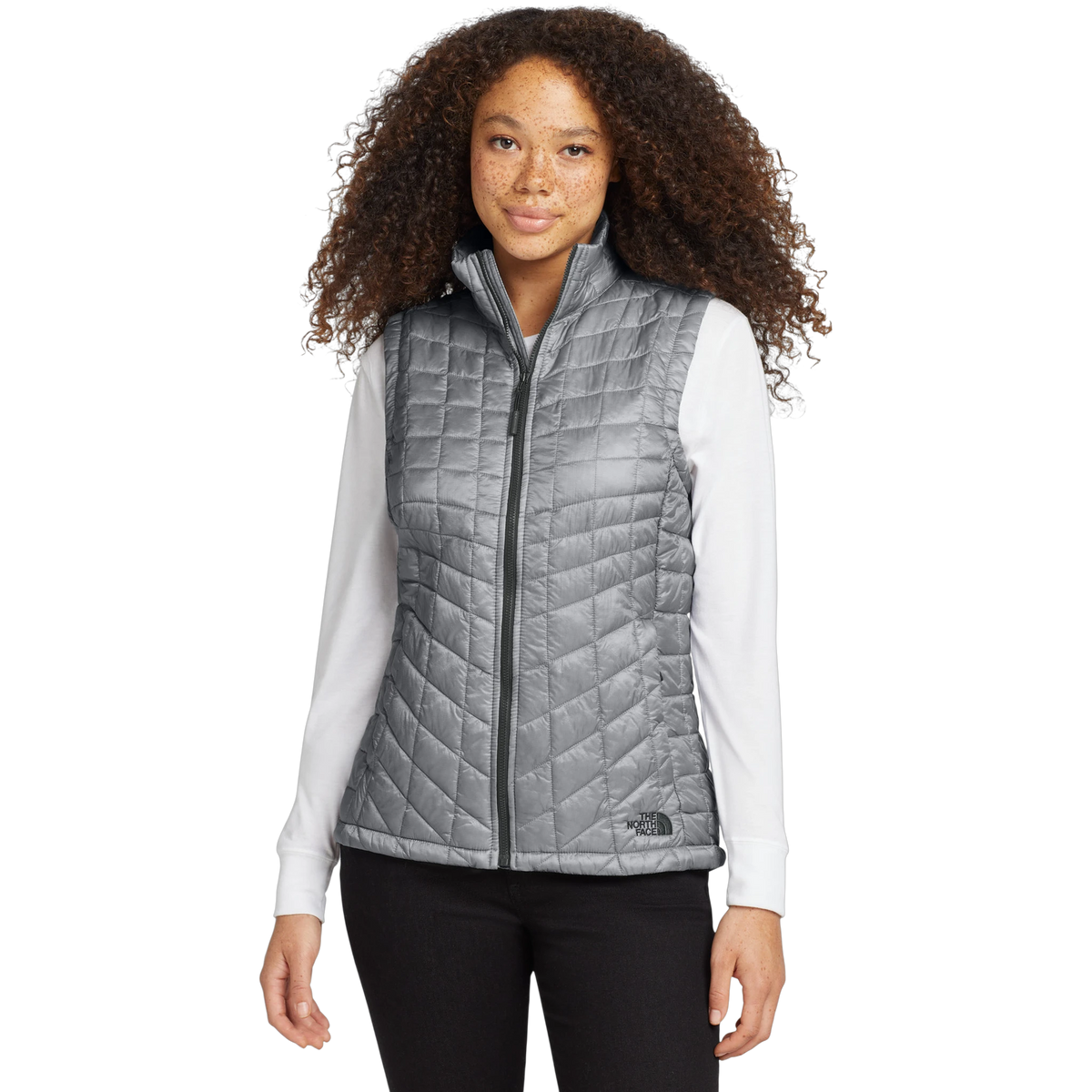 The North Face Women's ThermoBall Trekker Vest in Mid Grey — custom branded by Motive