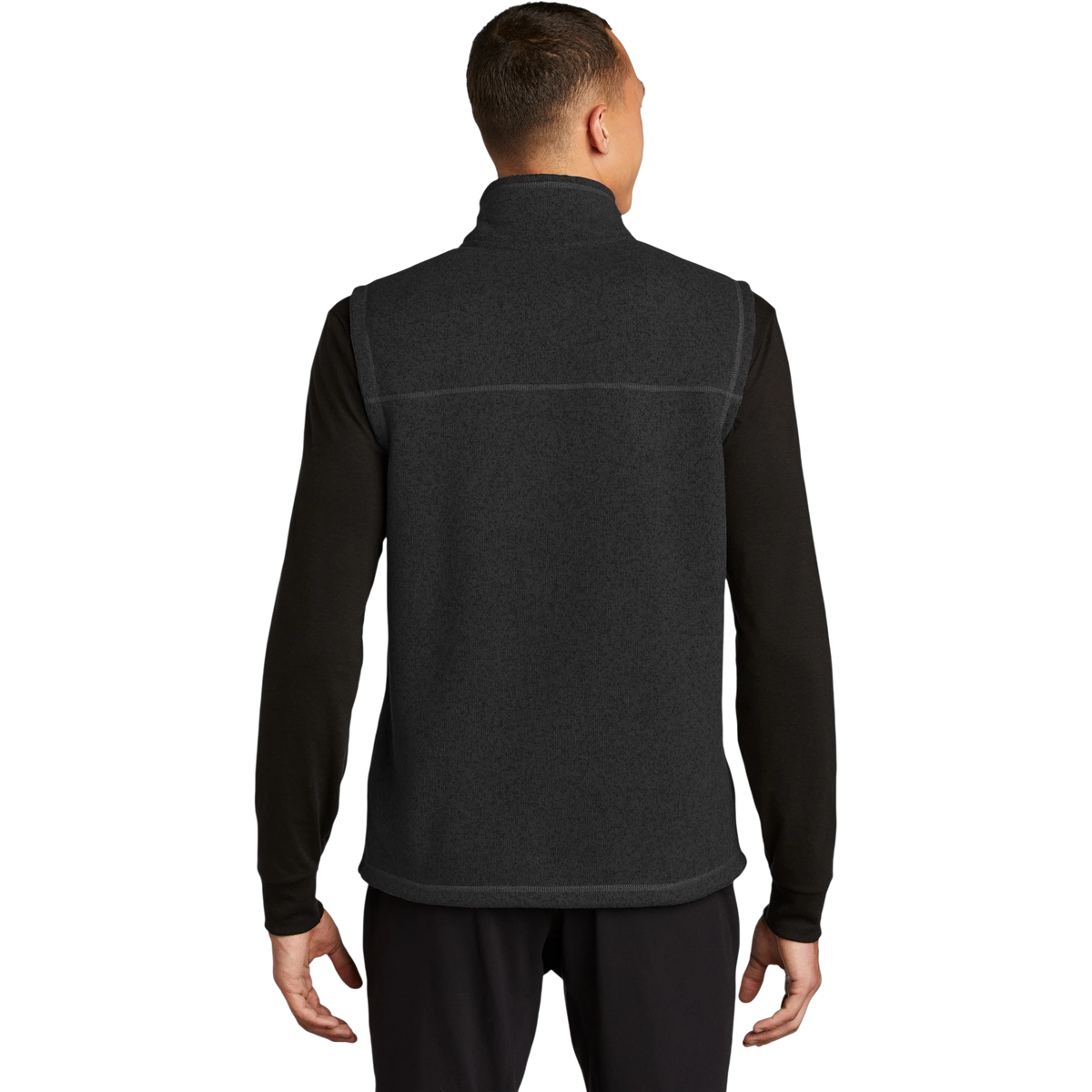 The North Face Sweater Fleece Vest in TNF Black Heather — custom branded by Motive