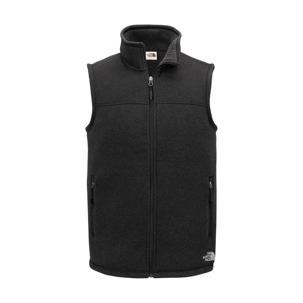 The North Face Sweater Fleece Vest in TNF Black Heather — custom branded by Motive
