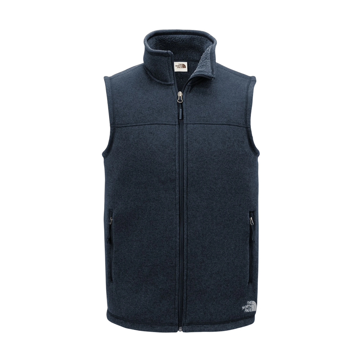 The North Face Sweater Fleece Vest in Urban Navy Heather — custom branded by Motive