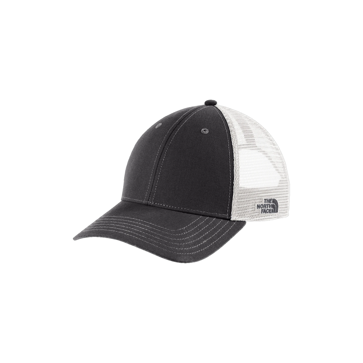 The North Face Ultimate Trucker Cap in Asphalt Grey/ TNF White — custom branded by Motive