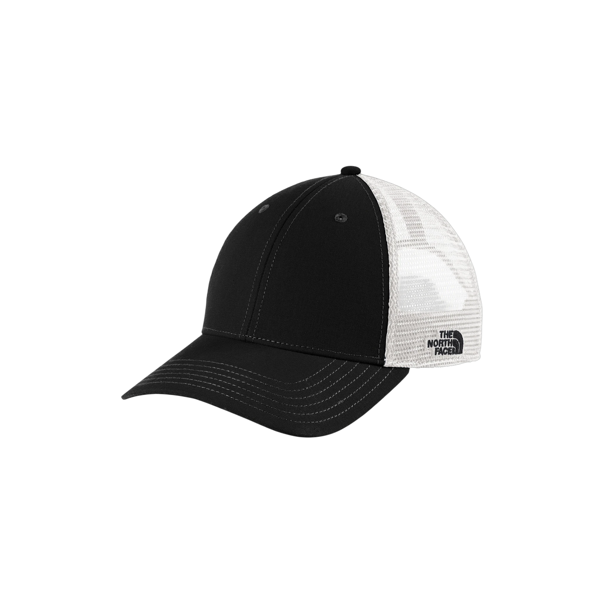 The North Face Ultimate Trucker Cap in TNF Black/ TNF White — custom branded by Motive