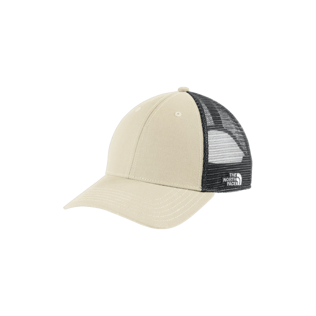 The North Face Ultimate Trucker Cap in Vintage White/ Asphalt Grey — custom branded by Motive