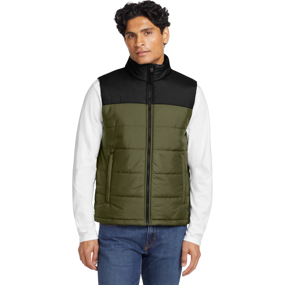 The North Face Everyday Insulated Vest in Burnt Olive Green — custom branded by Motive