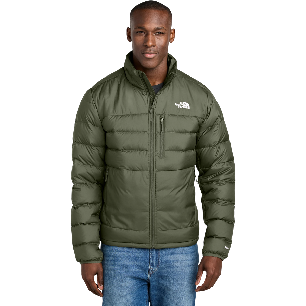 The North Face Down Hybrid Jacket in New Taupe Green — custom branded by Motive