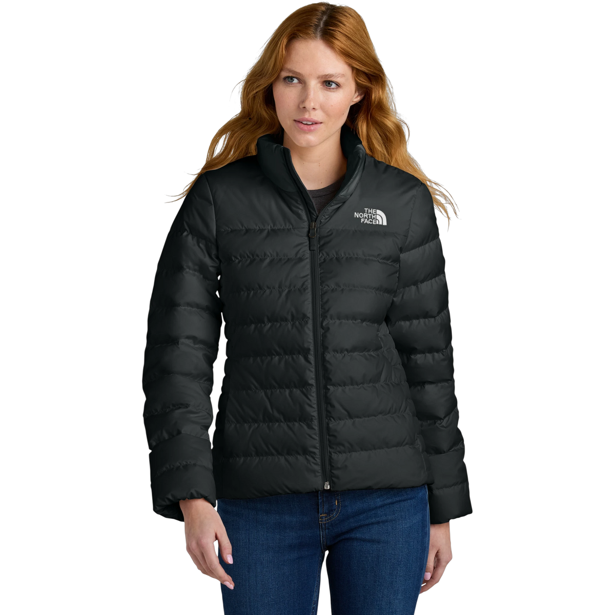 The North Face Women's Down Hybrid Jacket in TNF Black — custom branded by Motive