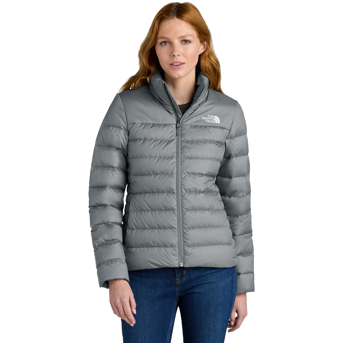 The North Face Women's Down Hybrid Jacket in TNF Medium Grey Heather — custom branded by Motive