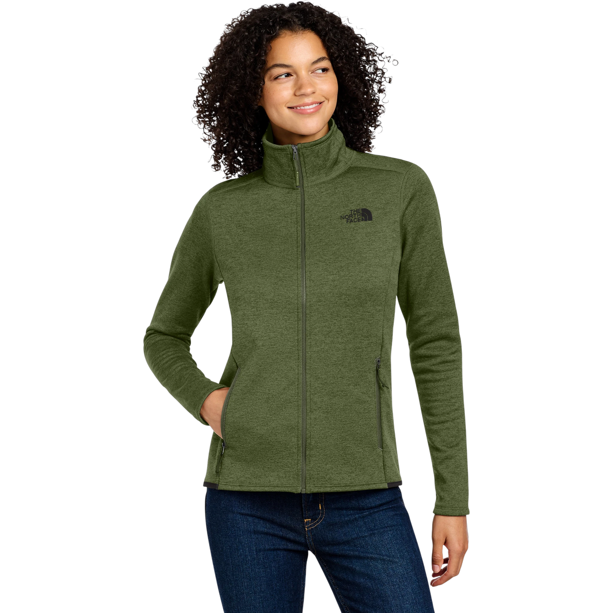The North Face Women's Skyline Full-Zip Fleece Jacket in Four Leaf Clover Heather — custom branded by Motive