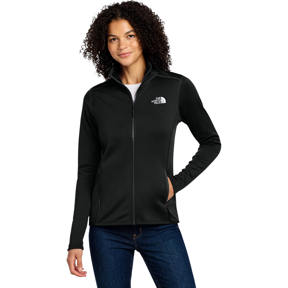 The North Face Women's Skyline Full-Zip Fleece Jacket in TNF Black — custom branded by Motive
