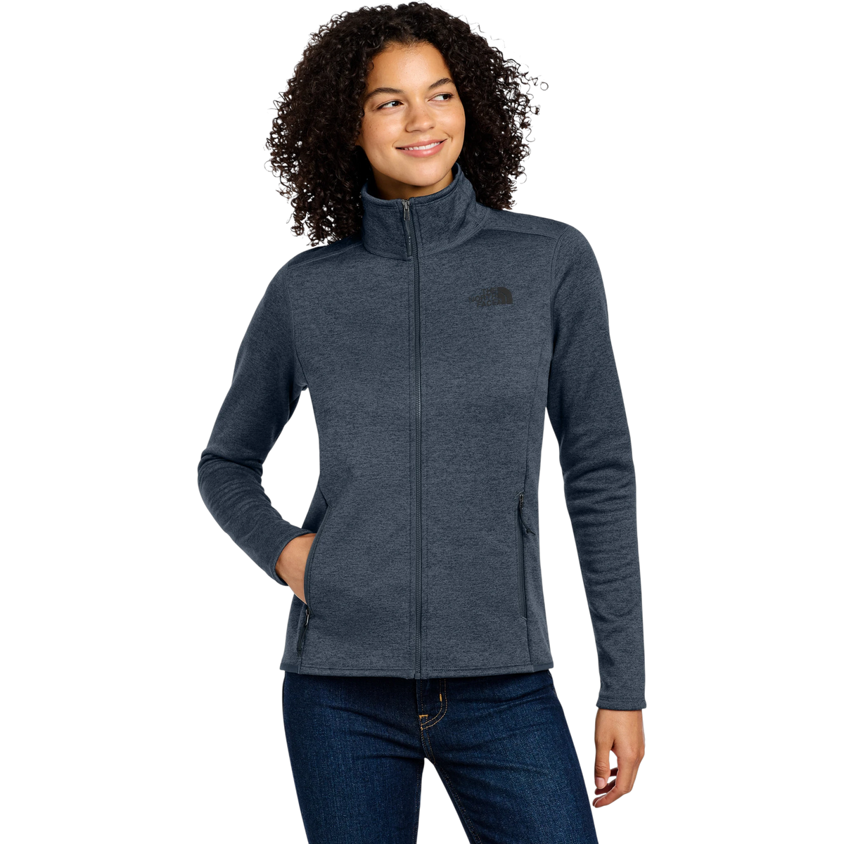 The North Face Women's Skyline Full-Zip Fleece Jacket in Urban Navy Heather — custom branded by Motive