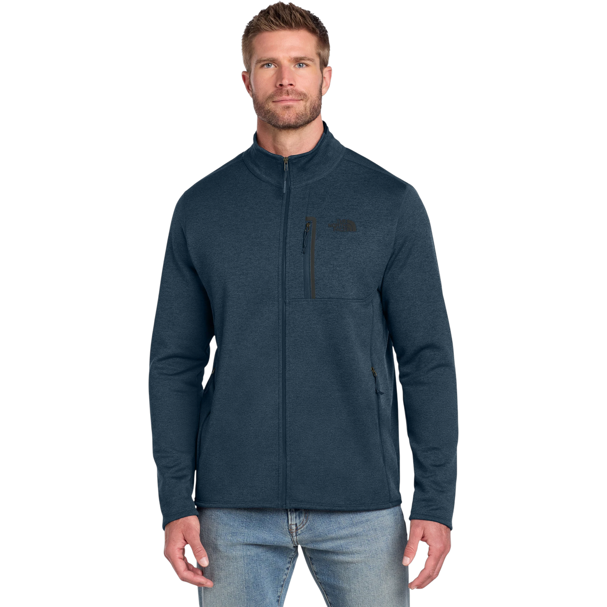 The North Face Skyline Full-Zip Fleece Jacket in Urban Navy Heather — custom branded by Motive