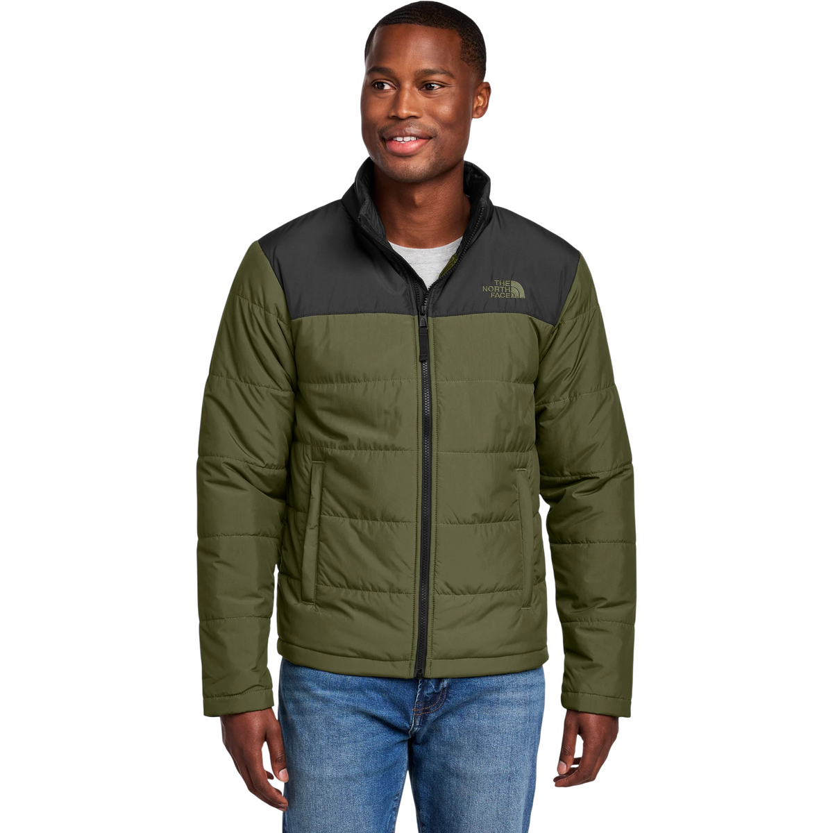 The North Face Chest Logo Everyday Insulated Jacket in Burnt Olive Green — custom branded by Motive