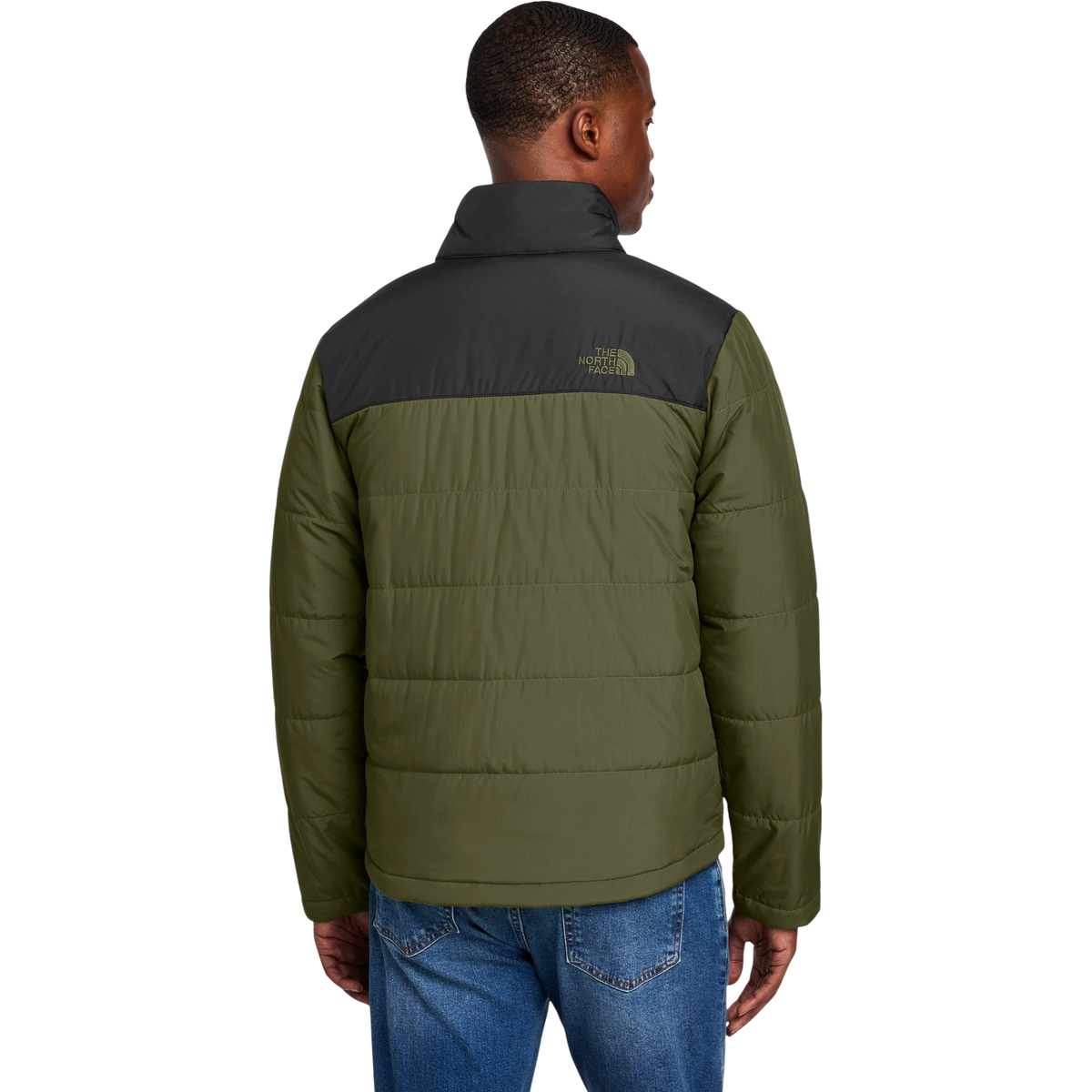 The North Face Chest Logo Everyday Insulated Jacket in Burnt Olive Green — custom branded by Motive