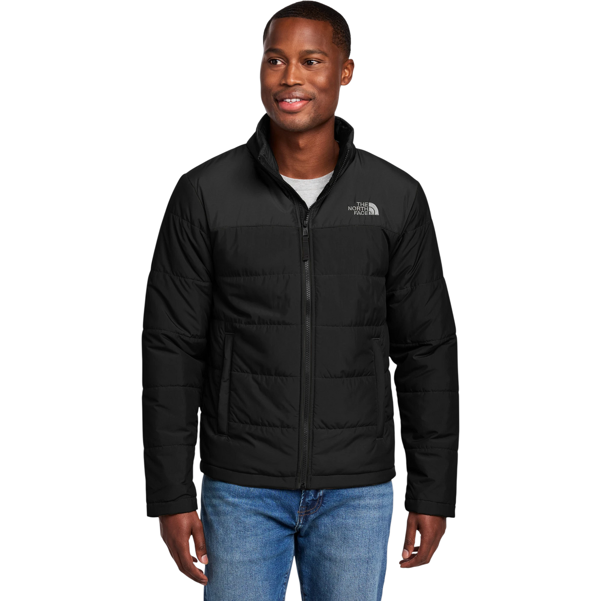 The North Face Chest Logo Everyday Insulated Jacket in TNF Black — custom branded by Motive
