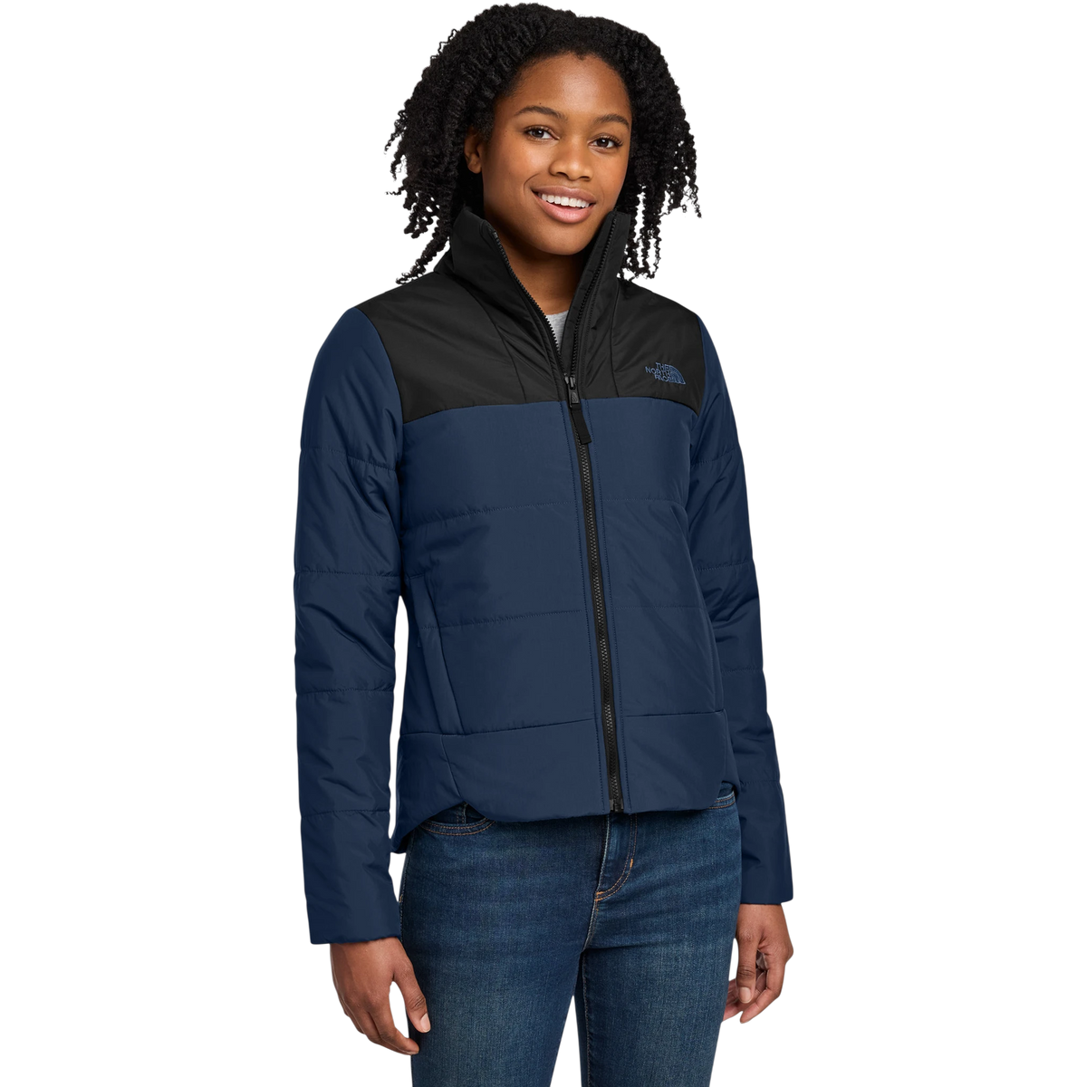 The North Face Women's Chest Logo Everyday Insulated Jacket in Shady Blue — custom branded by Motive