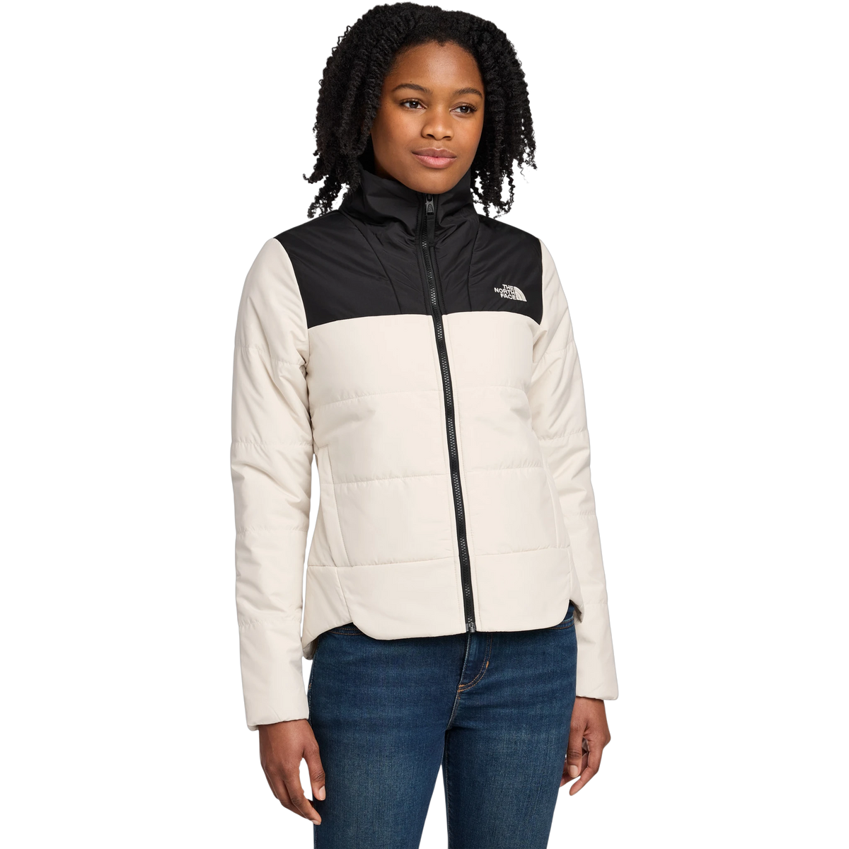 The North Face Women's Chest Logo Everyday Insulated Jacket in Vintage White — custom branded by Motive