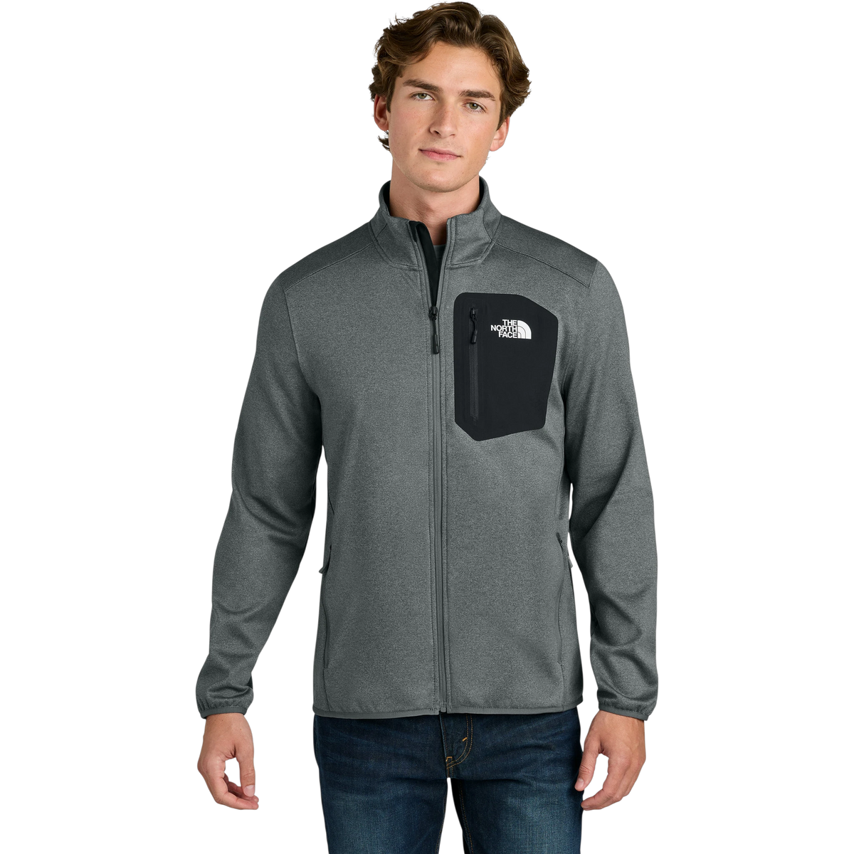 The North Face Dove Creek Full-Zip Fleece Jacket in TNF Medium Grey Heather — custom branded by Motive