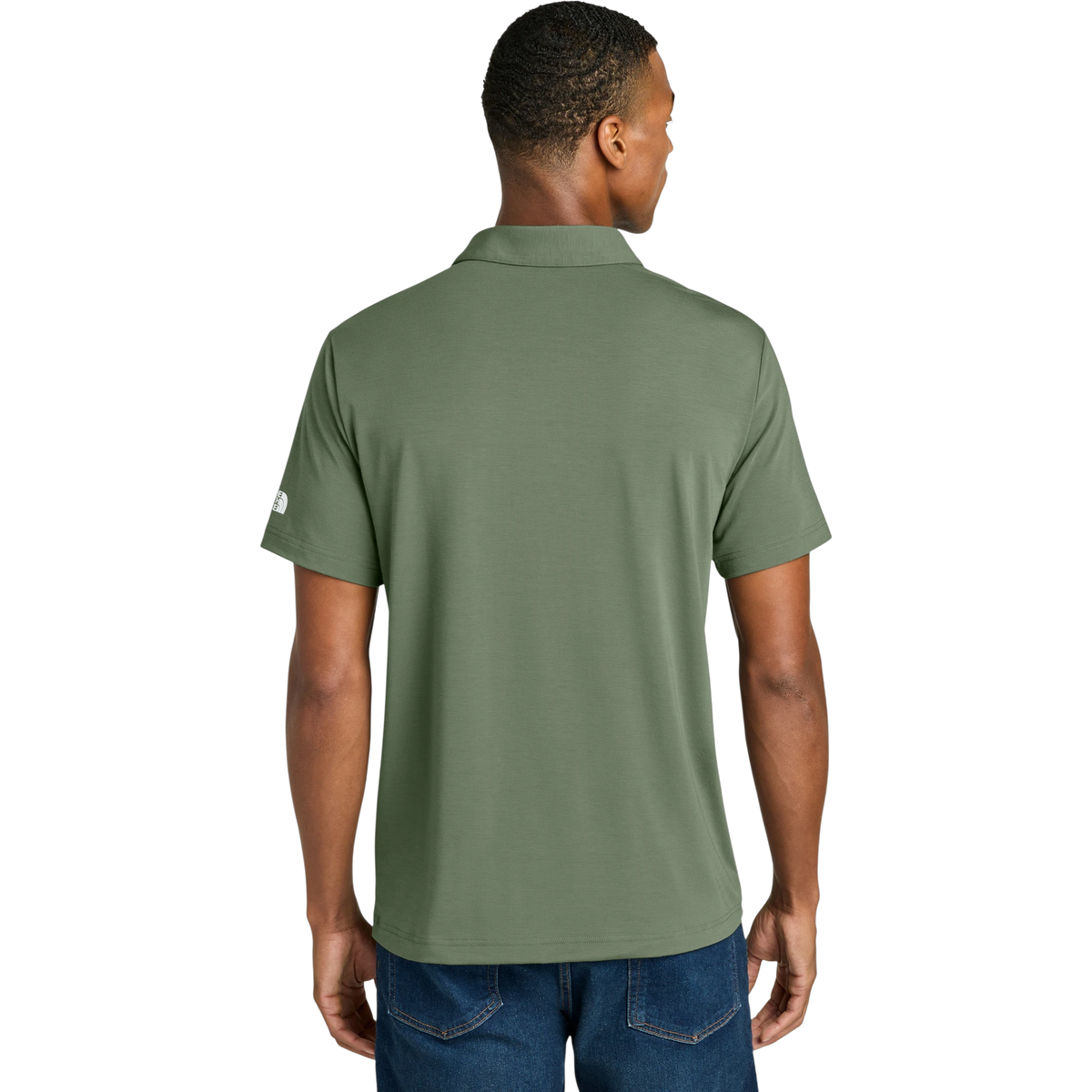 The North Face Canyon Crest Polo in Bark Mist Green — custom branded by Motive