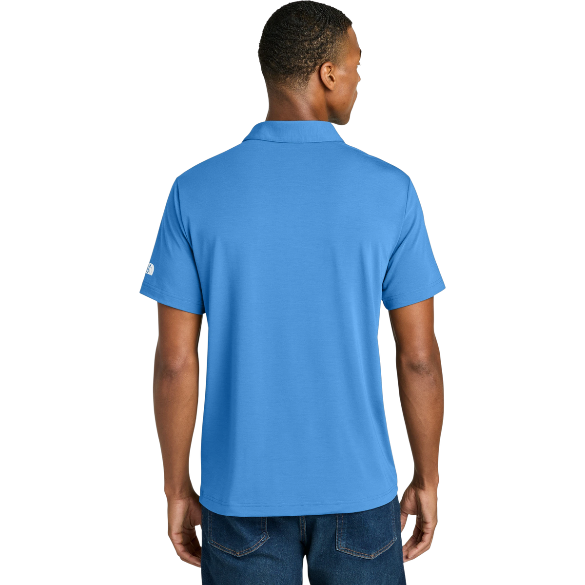 The North Face Canyon Crest Polo in Marina Blue — custom branded by Motive