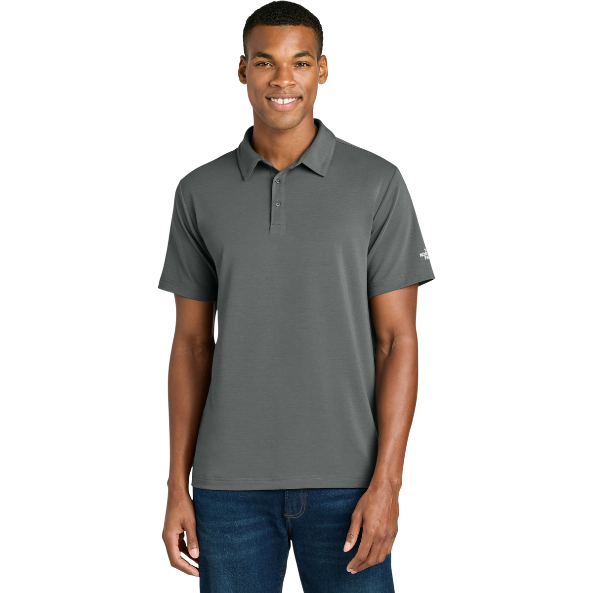 The North Face Canyon Crest Polo in Smoked Pearl Grey — custom branded by Motive