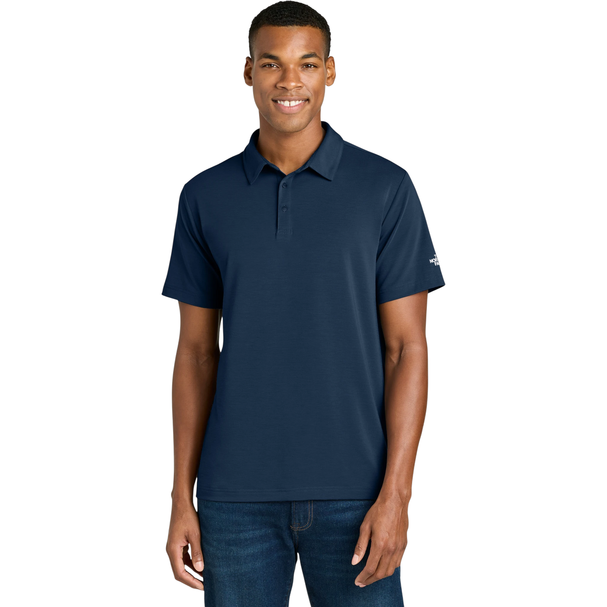 The North Face Canyon Crest Polo in Summit Navy — custom branded by Motive