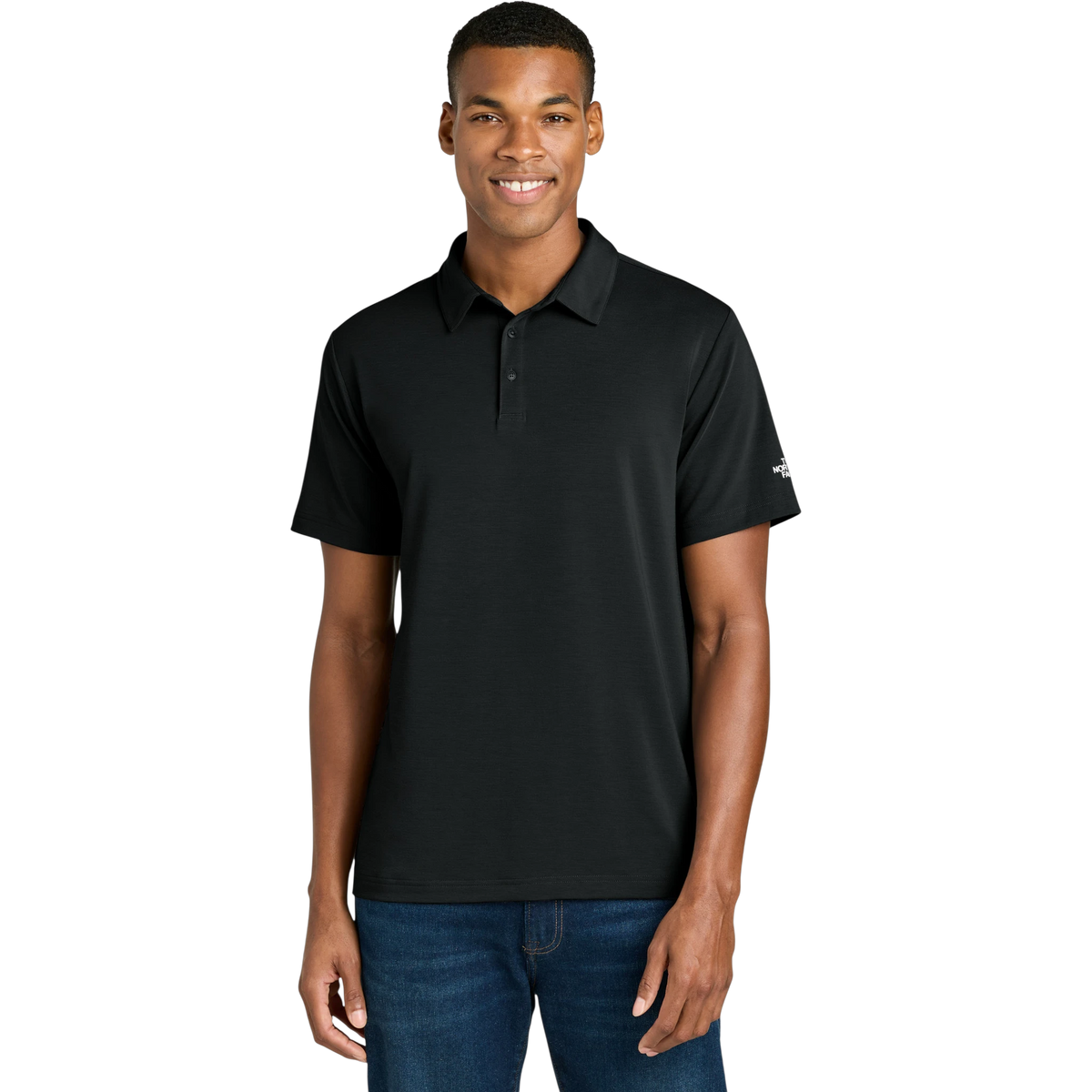 The North Face Canyon Crest Polo in TNF Black — custom branded by Motive