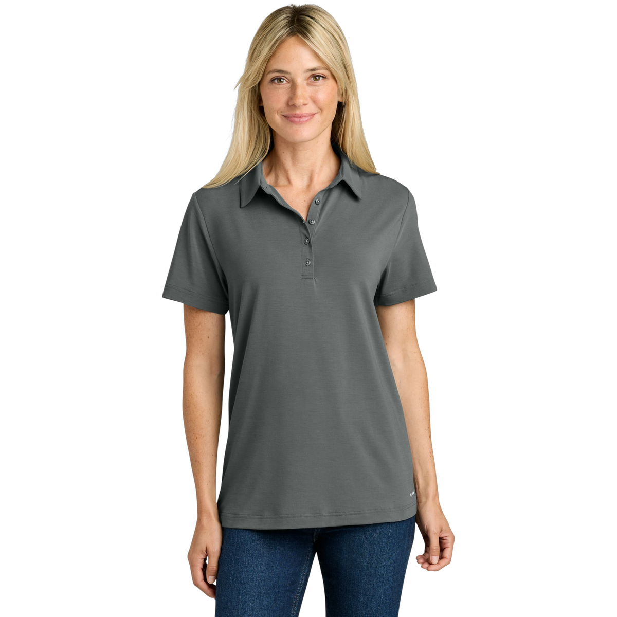 The North Face Women's Canyon Crest Polo in Smoked Pearl Grey — custom branded by Motive