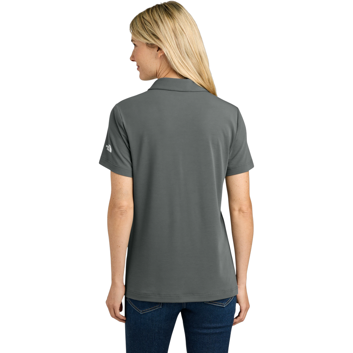 The North Face Women's Canyon Crest Polo in Smoked Pearl Grey — custom branded by Motive