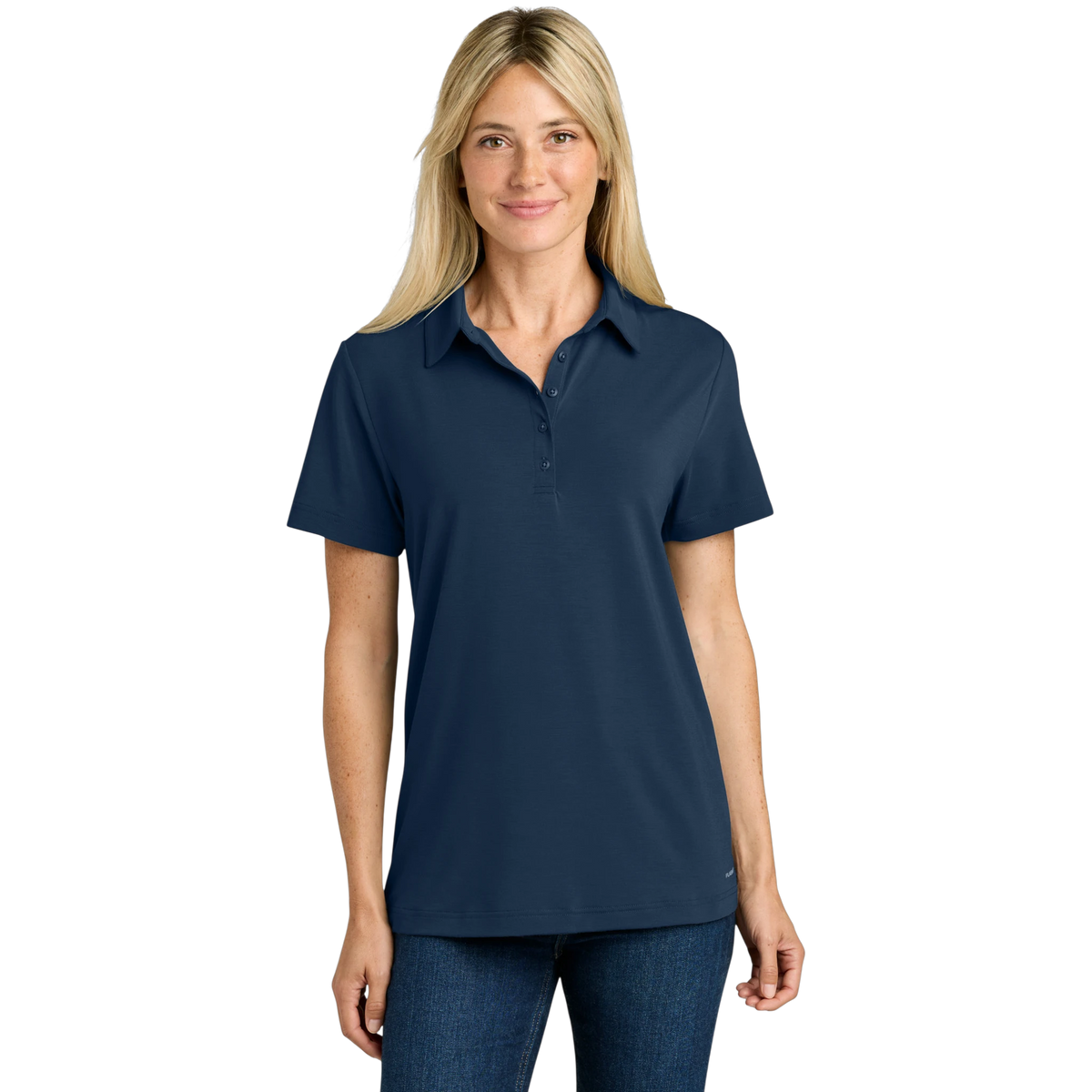 The North Face Women's Canyon Crest Polo in Summit Navy — custom branded by Motive