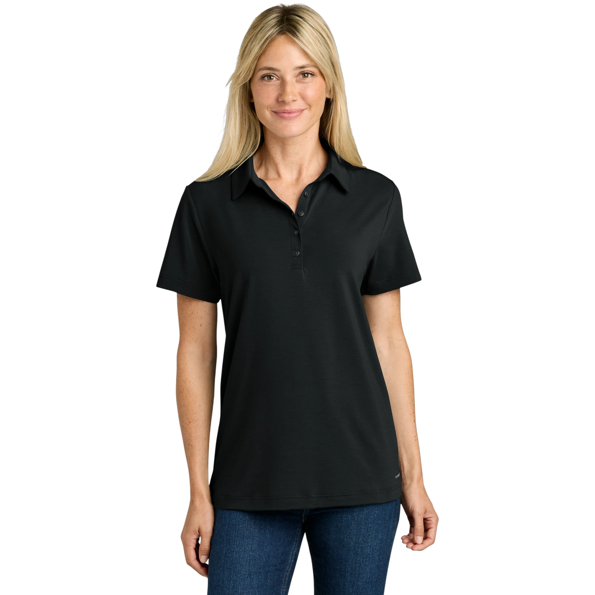 The North Face Women's Canyon Crest Polo in TNF Black — custom branded by Motive