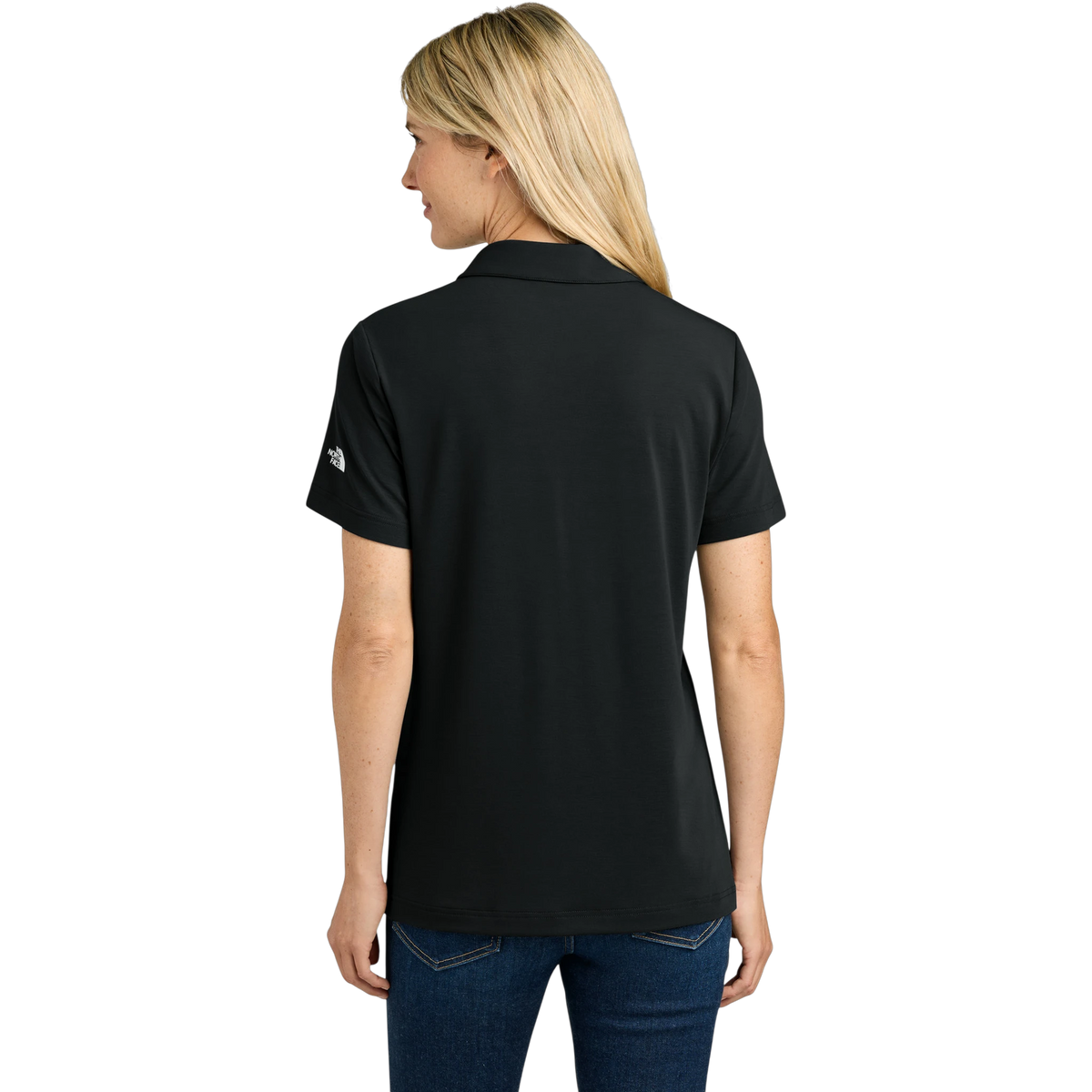 The North Face Women's Canyon Crest Polo in TNF Black — custom branded by Motive