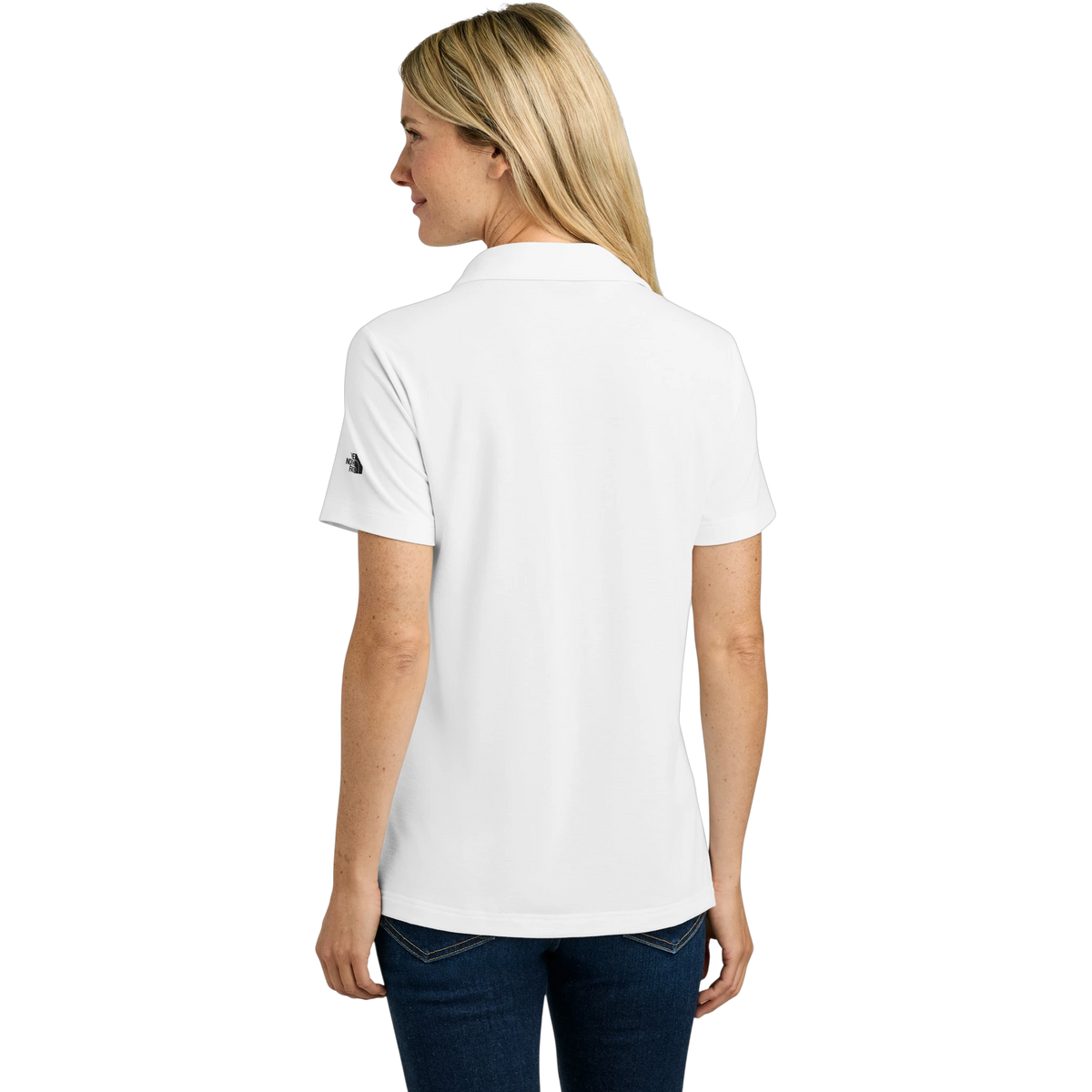 The North Face Women's Canyon Crest Polo in TNF White — custom branded by Motive
