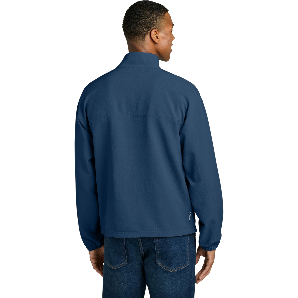 The North Face Mountain Horizon Jacket in Shady Blue — custom branded by Motive