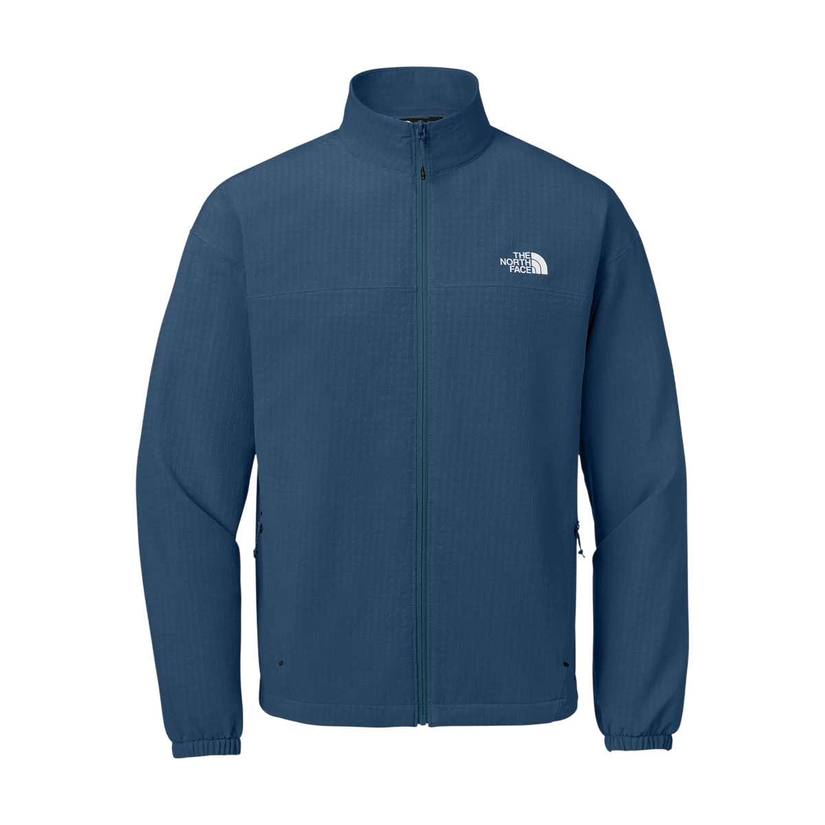 The North Face Mountain Horizon Jacket in Shady Blue — custom branded by Motive