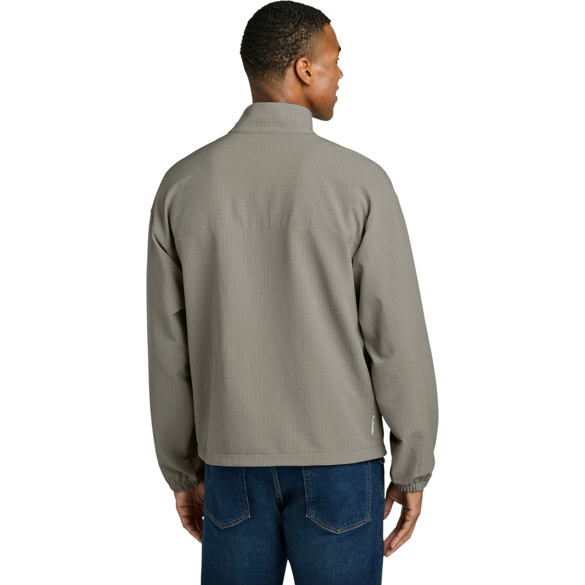 The North Face Mountain Horizon Jacket in Stone Slab Grey — custom branded by Motive