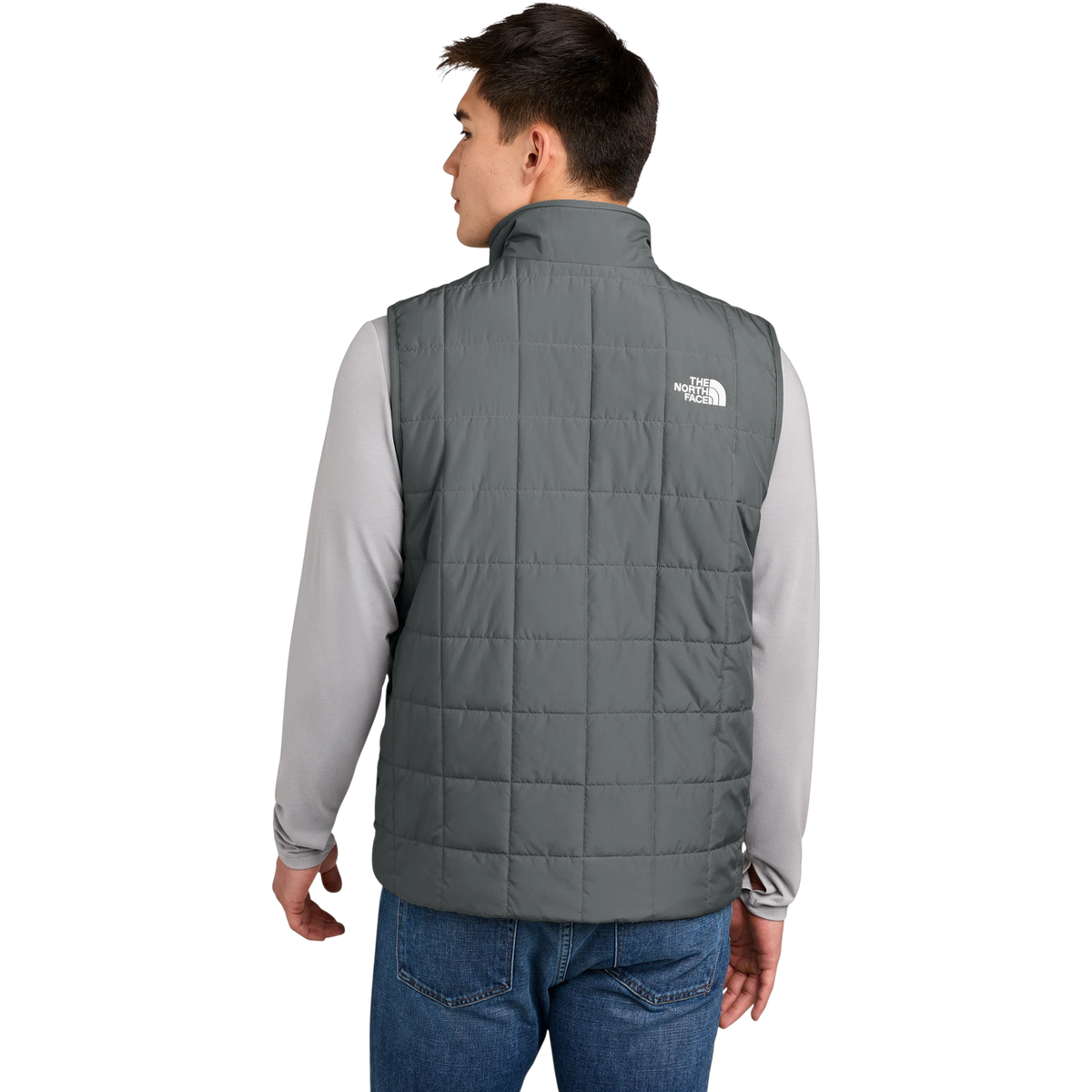 The North Face Iron Drift Quilted Vest in Smoked Pearl Grey — custom branded by Motive