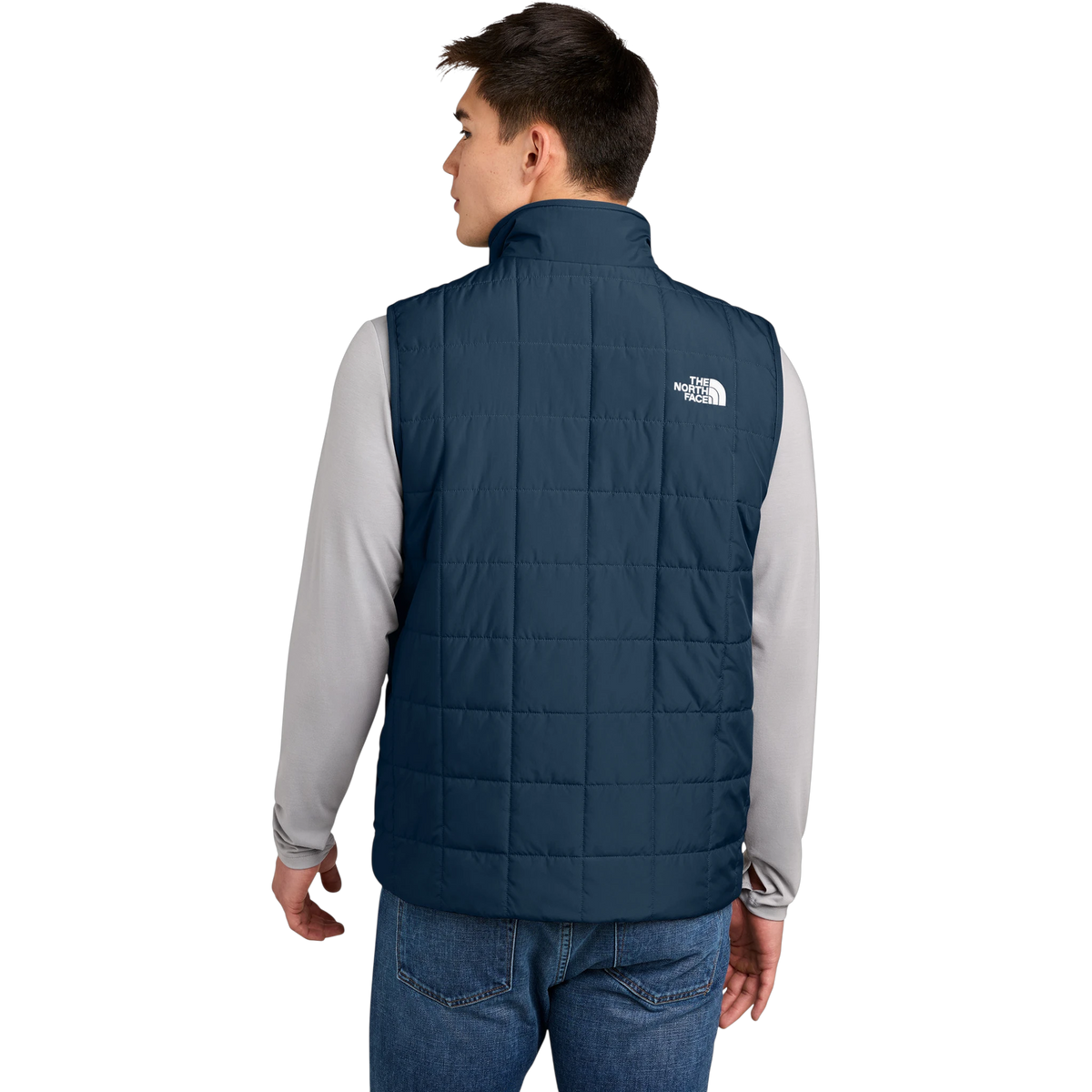 The North Face Iron Drift Quilted Vest in Summit Navy — custom branded by Motive