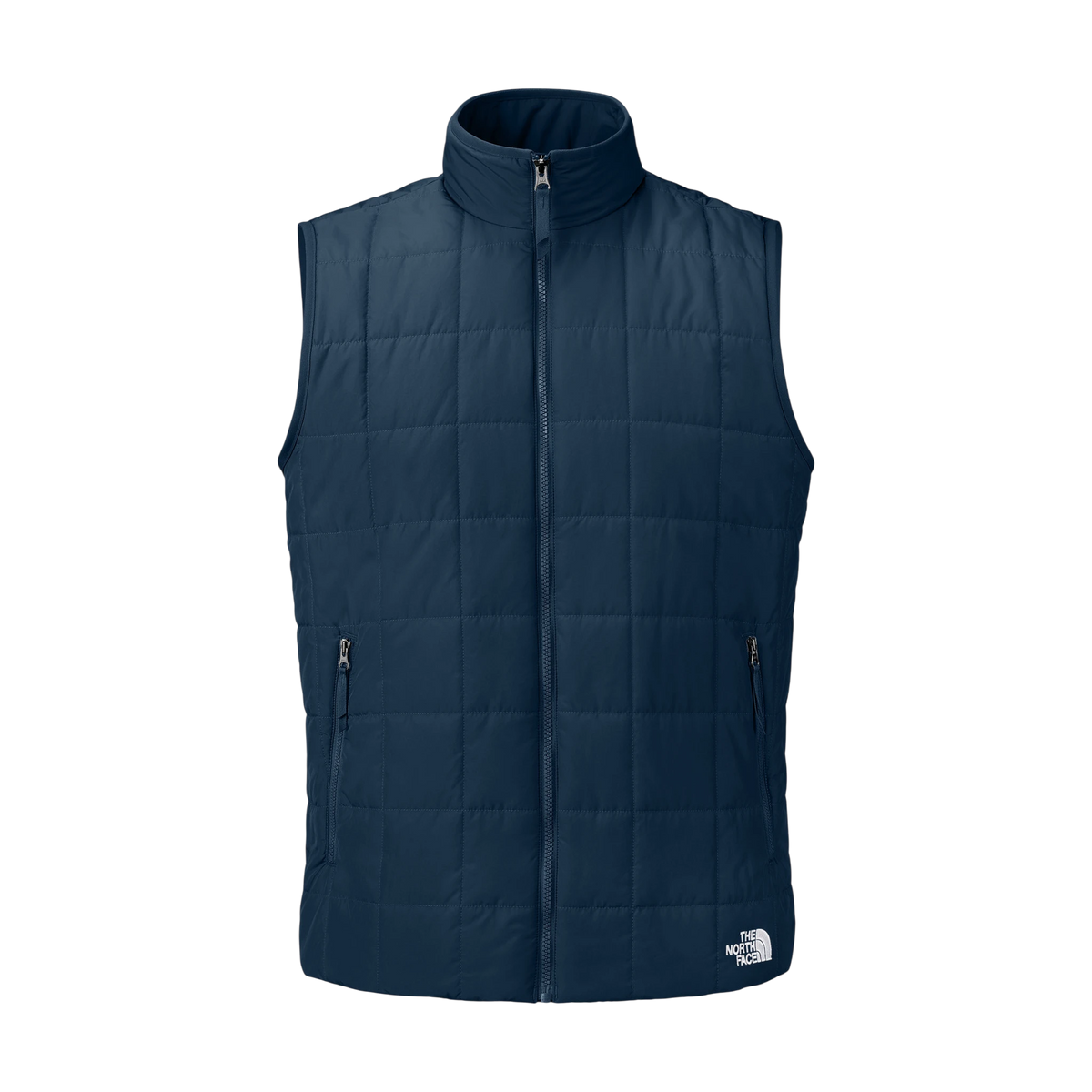 The North Face Iron Drift Quilted Vest in Summit Navy — custom branded by Motive