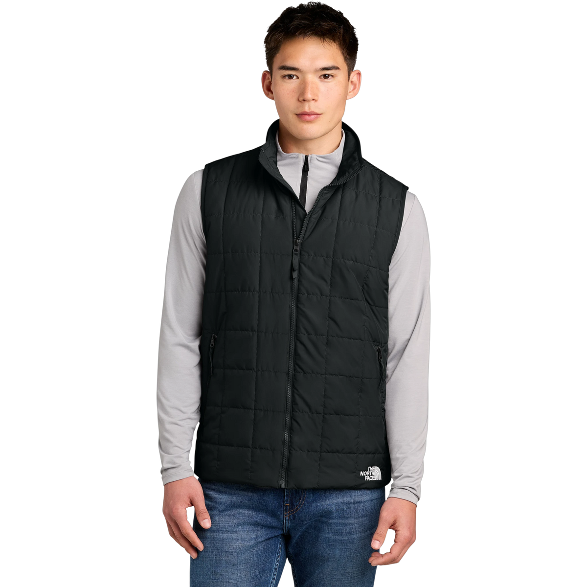 The North Face Iron Drift Quilted Vest in TNF Black — custom branded by Motive