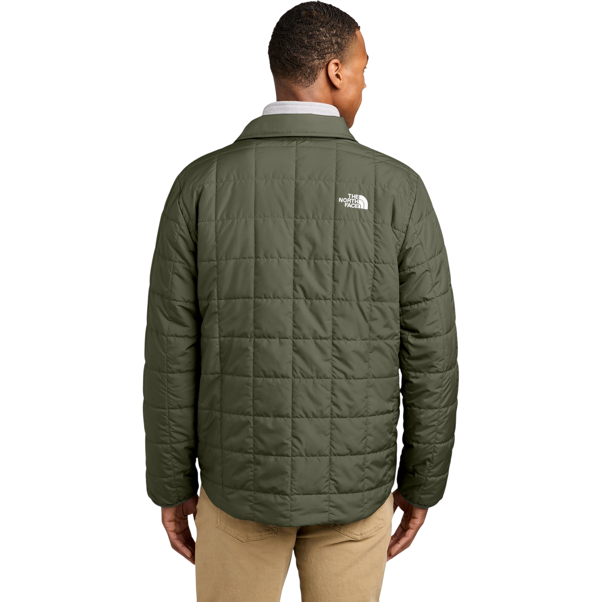 The North Face Iron Drift Quilted Shirt Jacket in New Taupe Green — custom branded by Motive