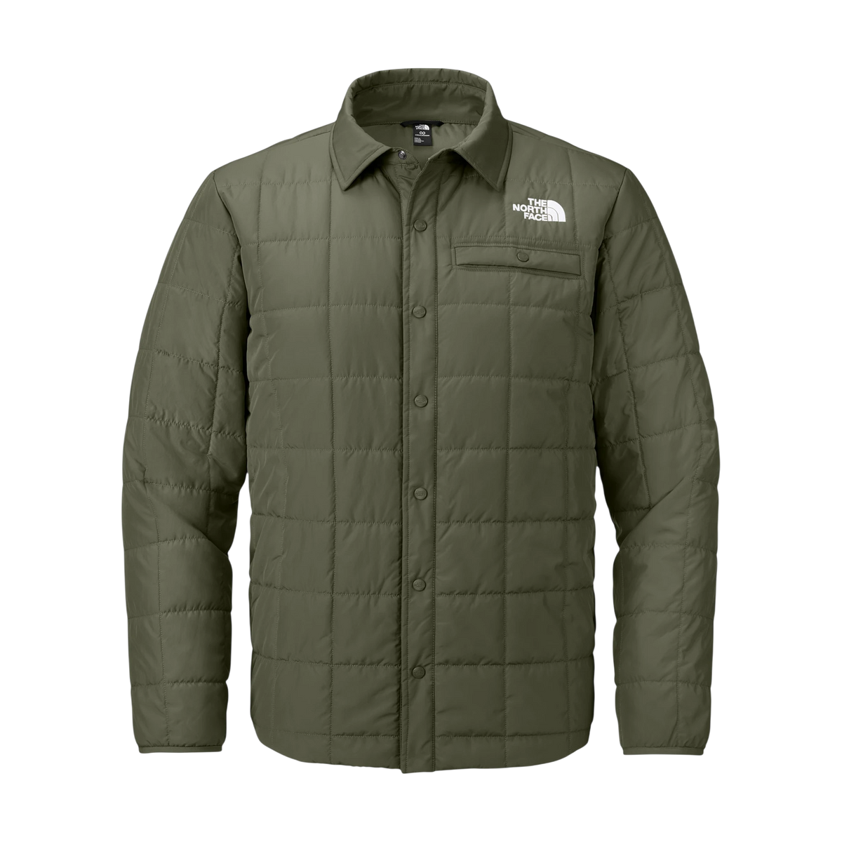 The North Face Iron Drift Quilted Shirt Jacket in New Taupe Green — custom branded by Motive