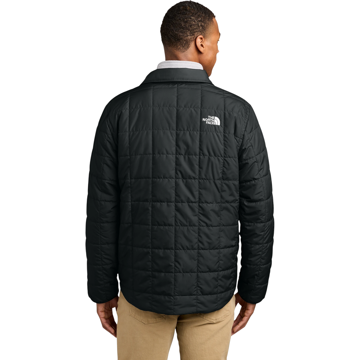 The North Face Iron Drift Quilted Shirt Jacket in TNF Black — custom branded by Motive