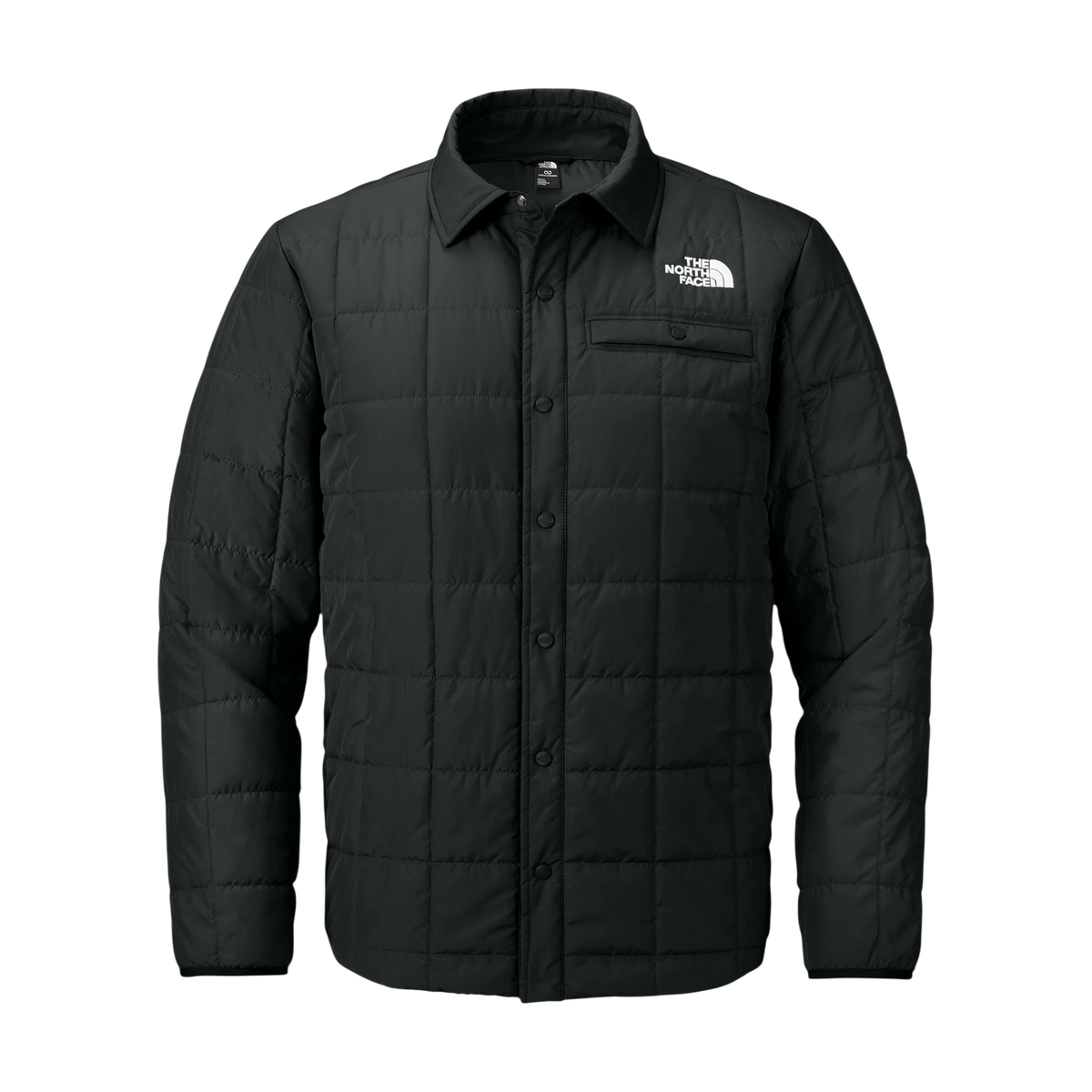 The North Face Iron Drift Quilted Shirt Jacket in TNF Black — custom branded by Motive